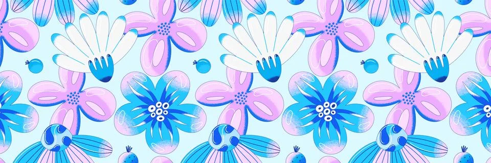 Horizontal rectangle banner with floral pattern. Contemporary bright vector.. 스톡 일러스트