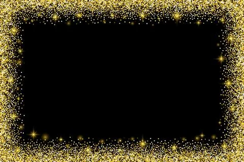 Horizontal rectangle glitter gold frame with sparkles Stock Illustration