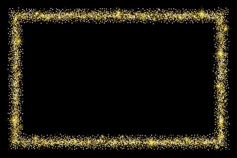 Horizontal rectangle glitter gold frame with sparkles Illustrazione stock