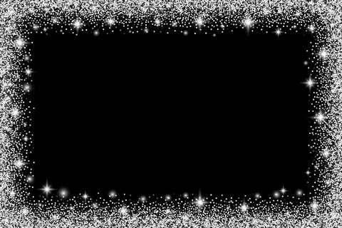 Horizontal rectangle glitter silver frame with sparkles Illustrazione stock