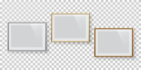 Horizontal rectangle silver, golden and bronze picture or photo frames set イラスト素材