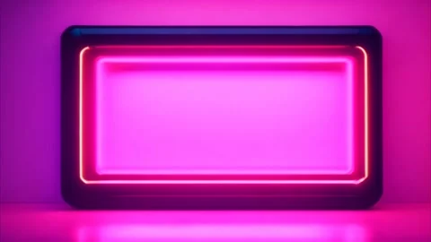 Horizontal rectangles neon color changing frame on pink background. Vídeos de archivo 273954633