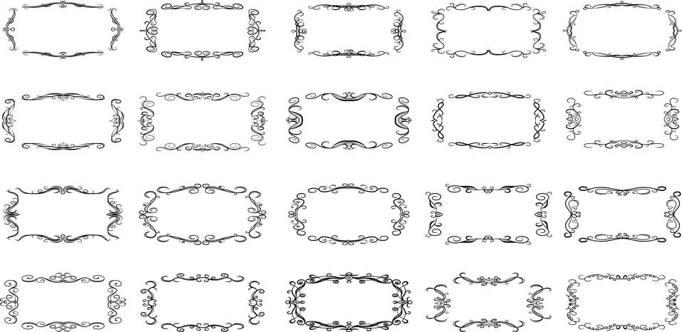 Horizontal rectangular antique pattern frame set Stock Illustration