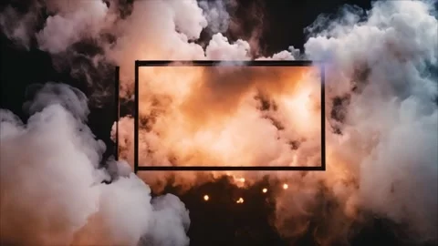 Horizontal rectangular black frame in the middle of white smoke clouds, bla.. Vídeos de archivo 273954641