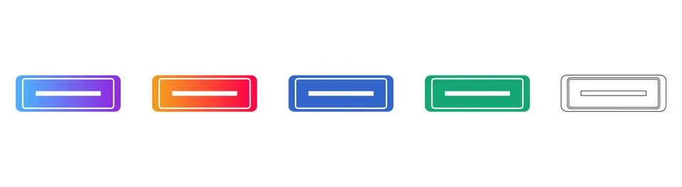 Horizontal Rectangular Button Icon Set Stock Illustration