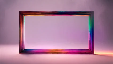 Horizontal rectangular colorful rainbow frame on a light gray background. L.. 動画素材 273954646