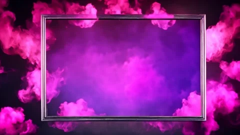 Horizontal rectangular frame around slowly moving pink smoke dark background. Vídeos de archivo 273954338