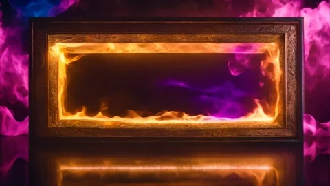 Horizontal rectangular frame with the effect of moving golden flames in the.. Vídeos de archivo 273954241