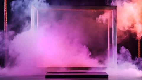 Horizontal, rectangular frame with slowly moving colored dry ice smoke arou.. Vídeos de archivo 273953097