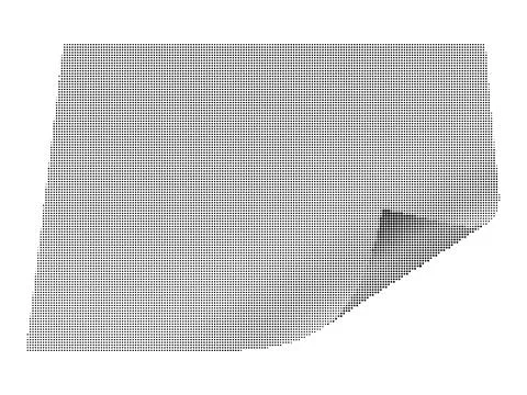Horizontal rectangular halftone pattern with curled corner effect for paper.. Stock Illustration