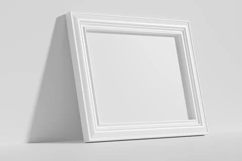 Horizontal rectangular photo frame on floor leaning at wall diagonal view Stock Illustration