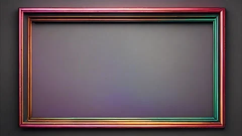 Horizontal rectangular picture frame hanging on the wall in the middle, an .. Stock Footage 273954628