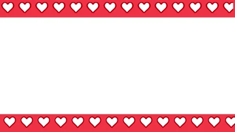 Horizontal red borders filled with scrolling white hearts Stock Footage 337085206