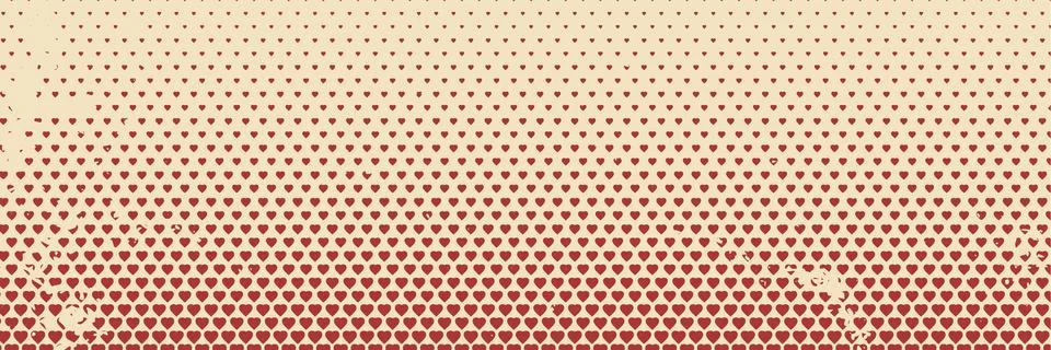 Horizontal red heart shape design for pattern and background, Retro vintage b Stock Illustration