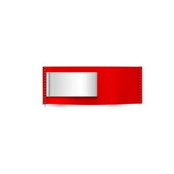 Horizontal red textile label with stitching along the edges and cotton white Stock Illustration