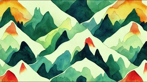 Horizontal repeating border. Fairy-tale landscape. Painting for the children's Stock Footage 220121760