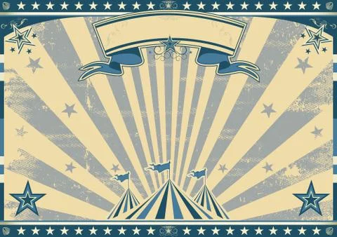Horizontal retro blue circus Stock Illustration