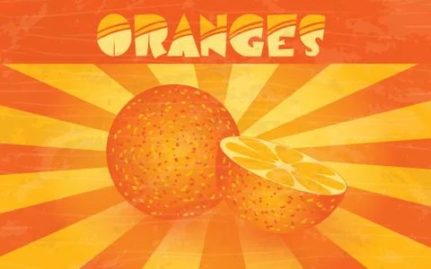 Horizontal retro poster - oranges Stock Illustration
