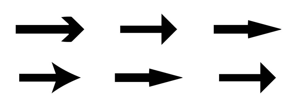 Horizontal Right Pointer Arrow Icons Set Stock Illustration