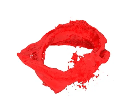 Horizontal ring of red paint transforms into drop - on white, + alpha (FULL HD) Stock-Footage 80533042