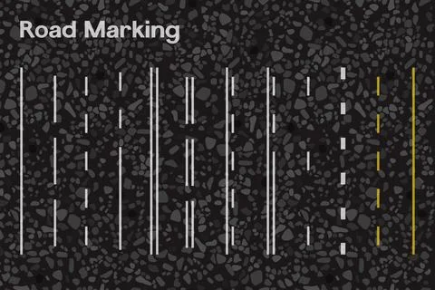 Horizontal road markings set, dividing lines vector illustration. Stock Illustration