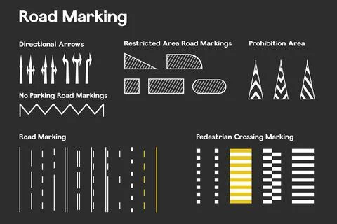 Horizontal road markings set vector illustration design. Stock Illustration