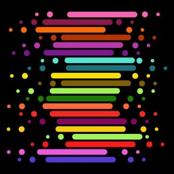 Horizontal rounded lines, stripes, bars Colorful backdrop on black. Vector bu Illustrazione stock