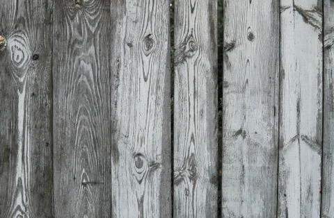 Horizontal rustic weathered old painted wood background with knots and nail Stock Photos