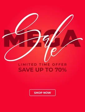 Horizontal sale vector banner template. Red color marketing template with wor Stock Illustration