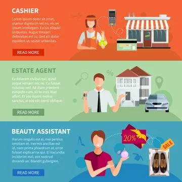 Horizontal Salesman Banners Stock Illustration