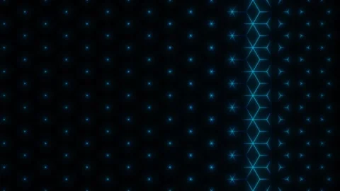Horizontal scan. HUD background. Blue geometric structures run from left to Stock Footage 241705340