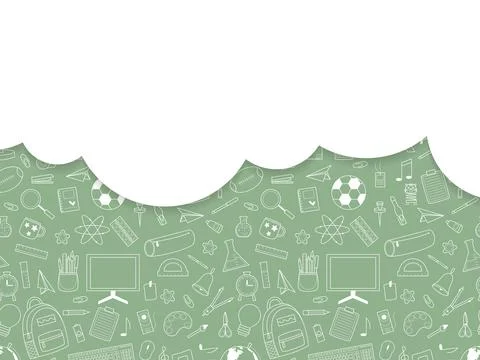 Horizontal school template - Green background with white cloud for text イラスト素材