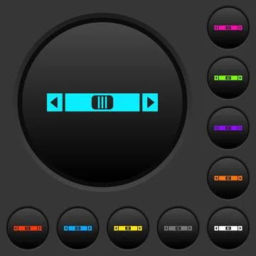 Horizontal scroll bar dark push buttons with color icons Stock Illustration