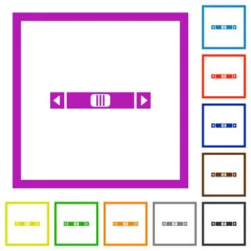 Horizontal scroll bar flat framed icons Stock Illustration