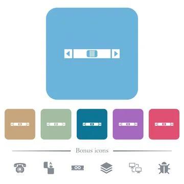 Horizontal scroll bar flat icons on color rounded square backgrounds Stockillustratie