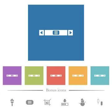 Horizontal scroll bar flat white icons in square backgrounds Stock Illustration