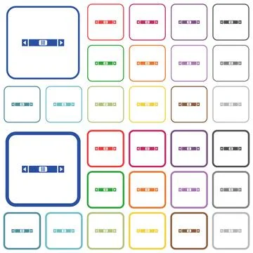 Horizontal scroll bar outlined flat color icons Stock Illustration