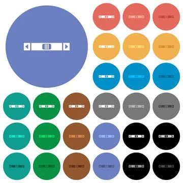 Horizontal scroll bar round flat multi colored icons Stock Illustration