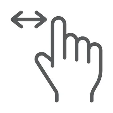 Horizontal scroll line icon, finger and gesture, hand sign, vector graphics, a Illustrazione stock
