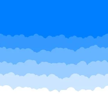 Horizontal seamless clouds. Skyline repeat texture. Blue Sky background. Pape Stock Illustration