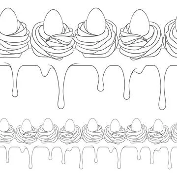 Horizontal seamless pattern with Easter cream cake decorated with eggs Stock Illustration