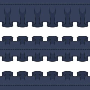 Horizontal seamless pattern with frills, ruffles, and denim fabric Stock Illustration