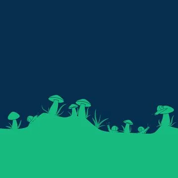Horizontal seamless pattern with mushrooms and snails Stock Illustration