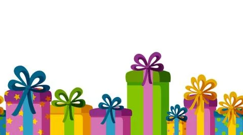 Horizontal seamless pattern with present boxes. Design for holyday banners Stock Illustration