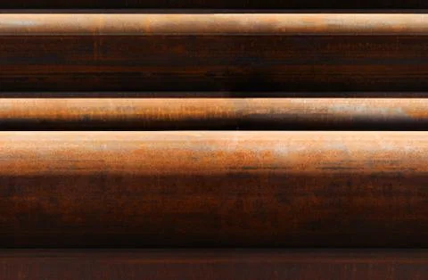 Horizontal seamless pattern of rusty pipes Stock Photos