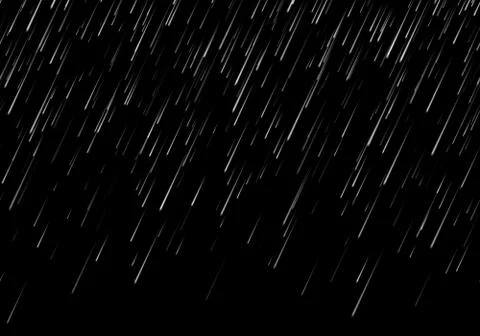 Horizontal seamless rain effect. Rainfall isolated on dark background. Vector Stock Illustration