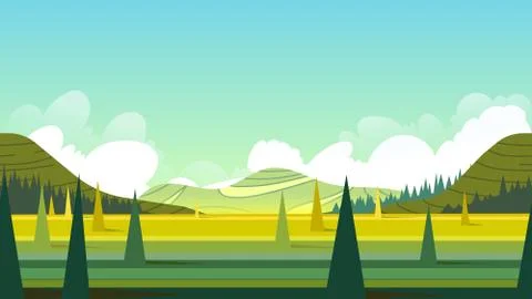 Horizontal seamless summer landscape. Vector illustration.fits on mobile devices Illustrazione stock