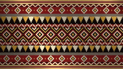 A horizontal seamless textile pattern featuring traditional geometric shape.. Stock Footage 347465478
