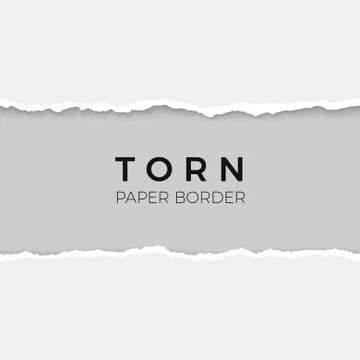 Horizontal seamless torn paper edge. Rough broken border of paper stripe Illustrazione stock