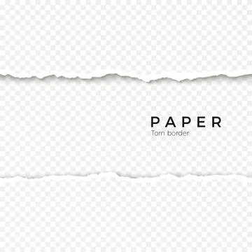 Horizontal seamless torn paper edge. Rough broken border of paper stripe. Stock Illustration